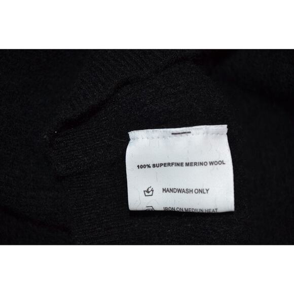 Black Sweater Dress V neck 100% Superfine Merino Wool Size Small - Picture 4 of 5